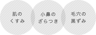 肌のくすみ、小鼻のざらつき、毛穴の黒ずみ